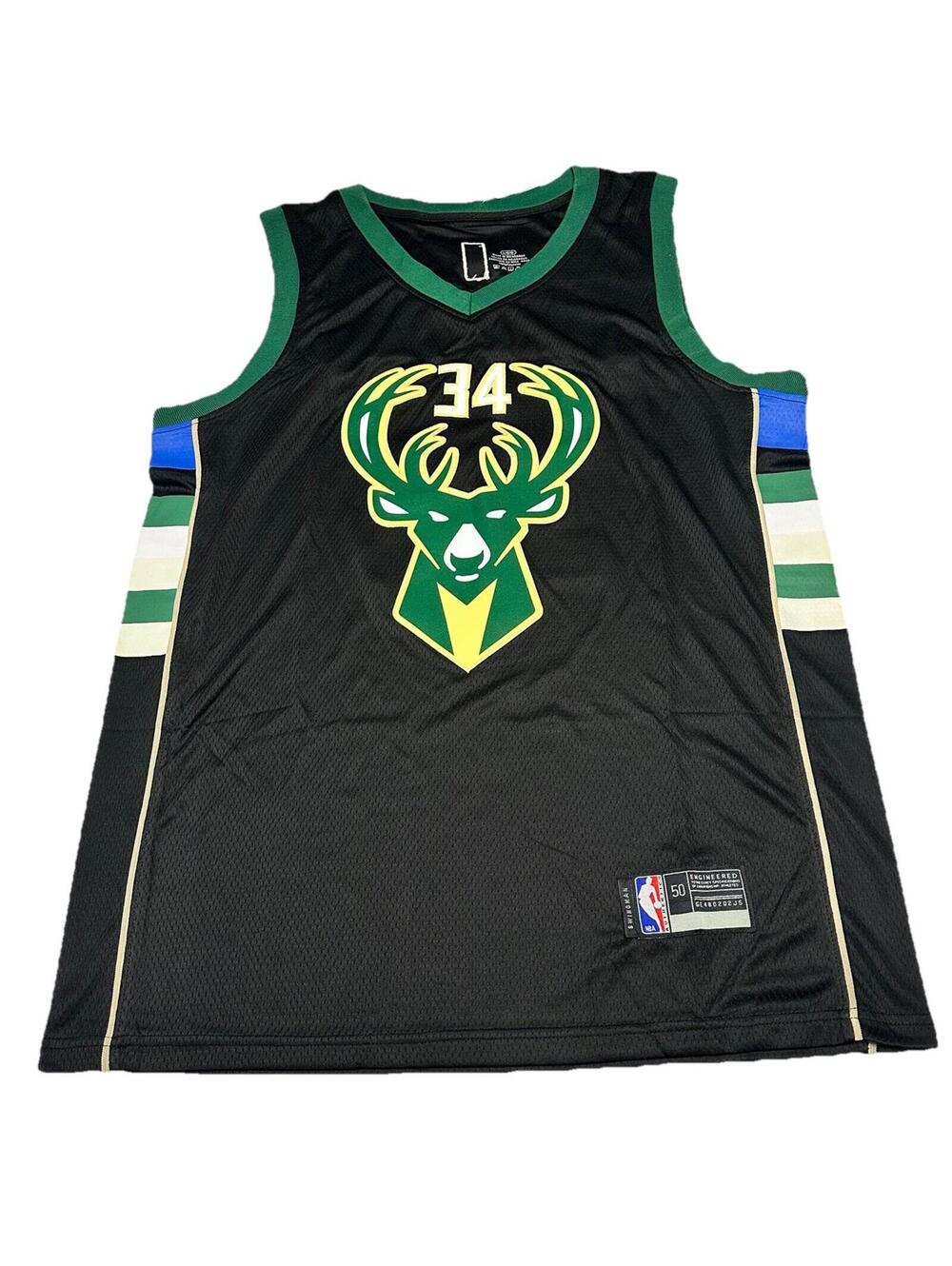 Black Milwaukee Bucks Giannis Antetokounmpo 34 NBA Jersey Size L NWT
